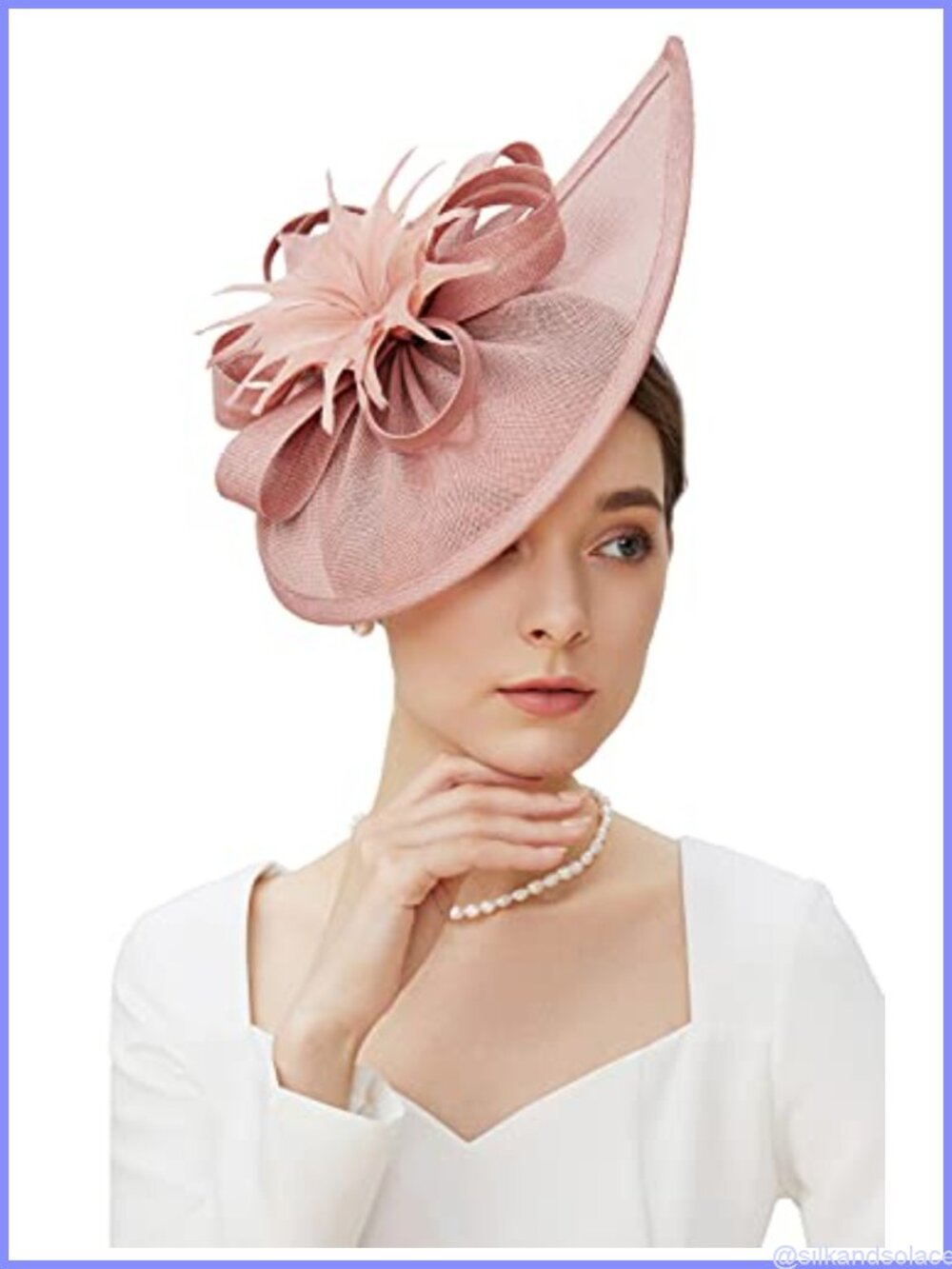 Sinamay Feather Fascinator Hat Teardrop Headband Wedding Tea Party Church